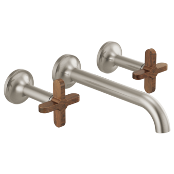 Brizo Two-Handle Wall Mount Lavatory Faucet with Wooden Cross Handles & Wall Mount