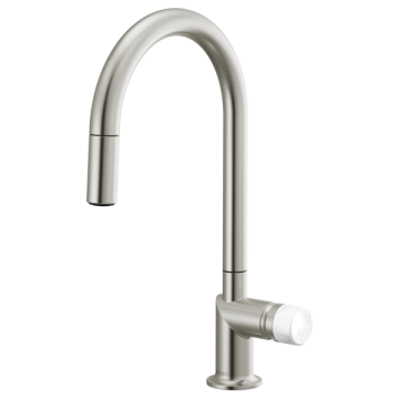 Brizo 63075LF Single Handle Bathroom Faucet with White Marble Knob Handle Kit
