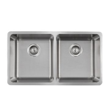 Jade-Topaz 18 Gauge 5050 Undermount Kitchen Sink, Radial Corners, 32x18x9/9