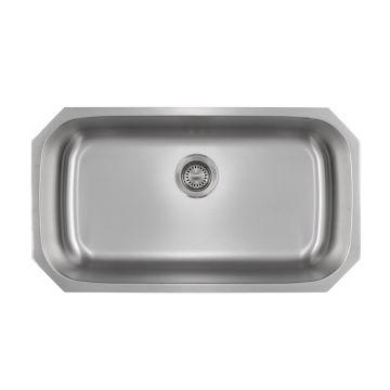 Liberty- Miami 18 Gauge Single Bowl Undermount Kitchen Sink, Radial Corners, 32x18x9