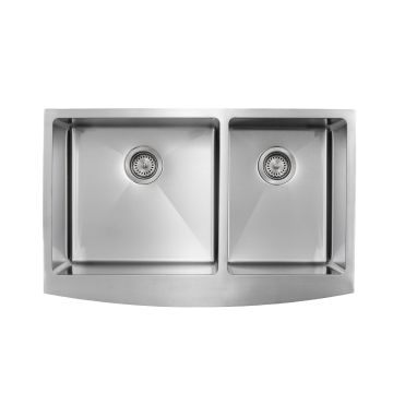 Master Chef - Toulouse 36  Culinary Chef 15 G Stainless Steel Apron Front Offset Double Bowl 36x21x10