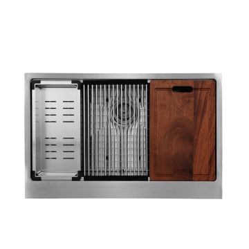 Master Chef-Verona Curved Retro 30 Single Bowl Curved 6 RETRO Apron Workstation Sink, 30x22x10"