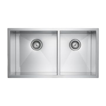MasterChef - Orleans Premium 15 G Offset 60/40 Stainless Steel Kitchen Sink 33x18x10 SQUARE NONRADIAL CORNERS