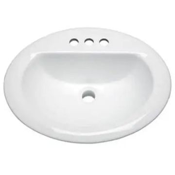 Oasis- 2018-4 WH Topmount 20x18 White Porcelain Sink w/4 in Centerset Faucet holes.