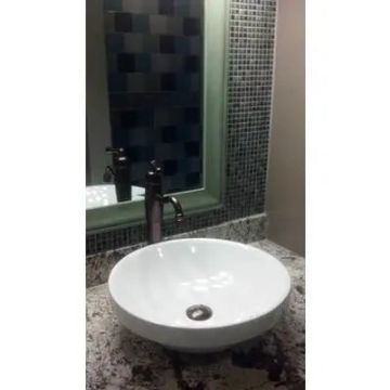 Oasis- Crater Drop-in Round Self Rimming Vessel Vitreous China Sink in white 17.5 Diameter by 6 deep