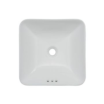 Oasis- Libra Square Semi-recessed vessel sinkdeep basin& rounded edgesDrop-in or vessel16-1/4' x 16-1/4' White