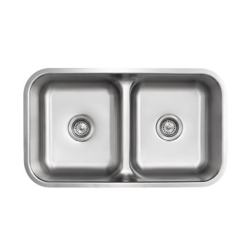 Presidential- Adams Premium 18 G UM Equal Double Bowl Kitchen Sink 32.25x18.25x9/9