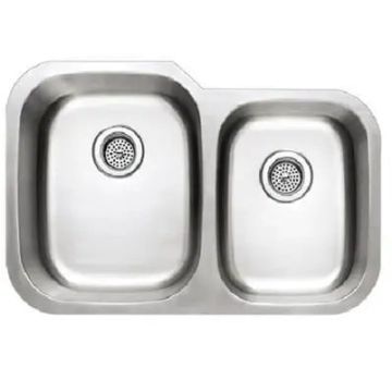 Presidential- Madison Premium 18 G UM Offset Double Bowl Kitchen Sink 31.75x20.5x9/7