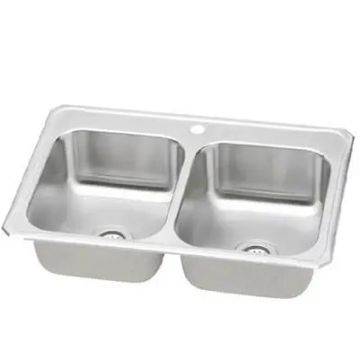 Presidential- Pierce ADA Self-Rimming Double Bowl Kitchen Sink 33' x 22' x 8' 18G Pierce 1Hole ADA