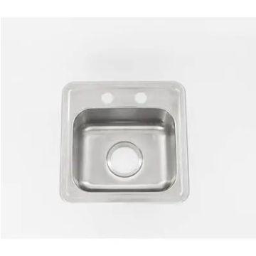 Presidential- Truman Self-Rimming Single Bowl Kitchen Sink 15x15x6 2 Hole Version Truman.MUST HAVE CLIPS w/SINK Bl 517540